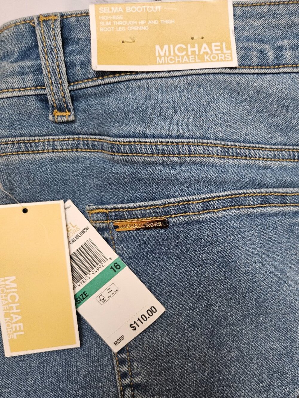 Michael Kors Selma Bootcut Jeans High Rise Medium Wash Blue Denim Size 16 NWT - Picture 6 of 6